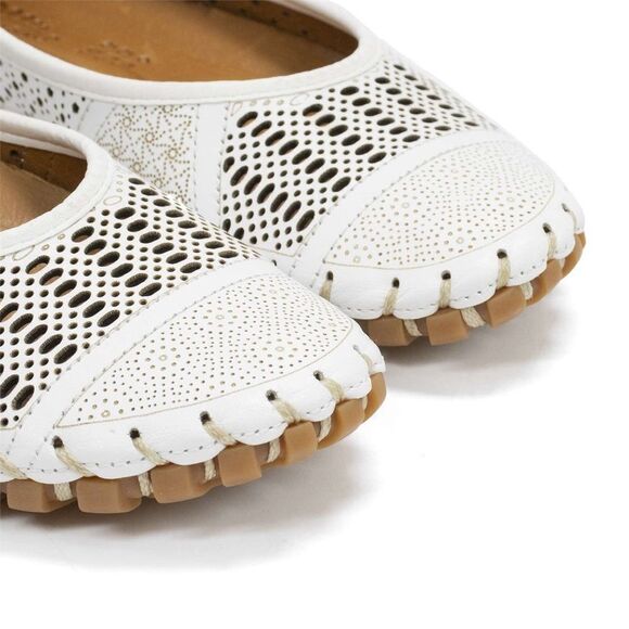 Spring Step Kenyetta White Leather Cutout Ballet Flats 38/8 B22B - Picture 6 of 12